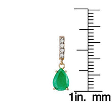 Load image into Gallery viewer, 10k Yellow Gold Genuine Pear-Shape Emerald and Diamond Drop Dangle Earrings