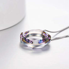 Load image into Gallery viewer, Christmas Birthday Jewelry Gift for Her, Circle Crystal Pendant Necklace for Women with Swaovski Element 925 Simple Dainty Sterling Silver Necklace(Dia 0.78'' Circle Purple)
