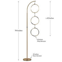 Load image into Gallery viewer, Brightech Nova Modern Floor Lamp - Contemporary Arc Tall Lamp with 3-Circle Ring-Style Pendant - Over The Couch Standing Lamp on Arching Pole - Eclectic Tall Lamp Matches Living Room Décor - Gold