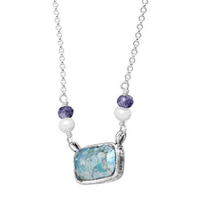 Load image into Gallery viewer, Silpada 'Pons Drusi' 4-4.5 mm Freshwater Cultured Pearl & Roman Glass & Natural Iolite Necklace in Sterling Silver