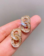 Load image into Gallery viewer, Zircon Geometric Stud Earrings - 14k Gold Plated Cross ring Inlaid with Zircon for Women Girl Gifts Valentines/Birthday/Anniversary/Mother’s Day