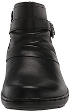 Load image into Gallery viewer, Clarks Women's Cora Rouched Ankle Boot, Black Leather, 9