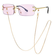 Load image into Gallery viewer, Retro Square chain Sunglasses For Men Women Rectangle Rimless Eyewear Ultra-Small Glasses