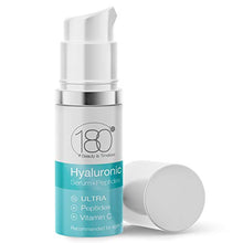 Load image into Gallery viewer, Hyaluronic Acid Anti Aging Serum w. Peptide Booster + Vitamin C - Ultra Strength for Ages 50+ - Restore and Prevent Wrinkles & Fine Lines - Intensive Face Neck & Eye Serum - 180 Cosmetics
