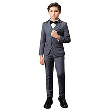 Load image into Gallery viewer, Suit for Boys Slim Fit Gray Tuxedo Suit for Wedding Kids Toddler Boy 5 Piece Formal Dresswear Set Size 8