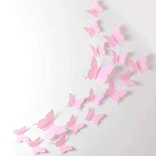 Load image into Gallery viewer, 24pcs 3D Butterfly Removable Mural Stickers Wall Stickers Decal for Home and Room Decoration (Pink)