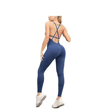 Load image into Gallery viewer, Women's Yoga Jumpsuit Sleeveless Bodysuit Backless for Yoga Sports Fitness Gym Romper Playsuit(Navy M), Blue