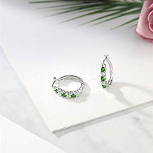 Load image into Gallery viewer, Gem Stone King 925 Sterling Silver Green Simulated Tsavorite and White Lab Grown Diamond Earrings For Women (0.85 Cttw)