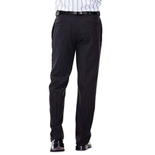 Load image into Gallery viewer, Haggar Men's Eclo Stria Expandable-Waist Plain-Front Dress Pant Black 38x34