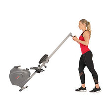 Load image into Gallery viewer, Sunny Health & Fitness Compact Folding Magnetic Rowing Machine with LCD Monitor, Bottle Holder, 43 Inch Slide Rail, 285 LB Max Weight - Synergy Power Motion - SF-RW5801, Silver