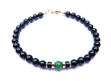 Load image into Gallery viewer, Mens 14K GF Genuine Emerald May Birthstone, Faceted Emerald Gold Gemstone Beaded Bracelets, Husband Father Son Gifts for Him, Jewels for Gents