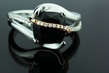 Load image into Gallery viewer, Heartland By Beverley Mitchell 10K Rose Gold with .925 Sterling Silver Cushion Cut Black Onyx & Diamond Accented Faux Bypass Statement Ring (H-I Color, I2-I3 Clarity) - Size 7