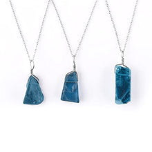 Load image into Gallery viewer, A+ Raw London Blue Topaz Gemstone Necklace, Minimalist Dainty Pendant, Rough Stones, December Birthstone, Rhodium Plated - Sterling Silver Chain, 18inch, Gift for mom