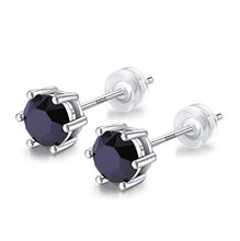 Load image into Gallery viewer, Sunnyshopday 18ct White Gold Plated on Sterling Silver Base Black Obsidian,Earring Stud with Gift Box,Men Women