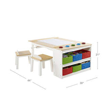 Load image into Gallery viewer, Guidecraft Arts and Crafts Center: Kids Activity Table and Drawing Desk with Stools, Storage Bins, Paper Roller and Paint Cups - Children's Wooden Learning Furniture