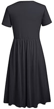Load image into Gallery viewer, Kilottor Girl's Round Neck Button Skater Dress with Pockets 7 Years 8 Years KC102 (Black, 7-8Y)