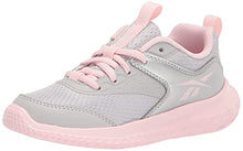 Load image into Gallery viewer, Reebok Girls Rush Runner 4.0 Running Shoe, LGSOGR/SILVMT/PORPNK, 7 Little Kid