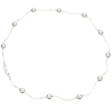 Load image into Gallery viewer, Sterling Silver Chain Station Illusion Necklace Made with Swarovski Crystal Simulated Pearls, 20"