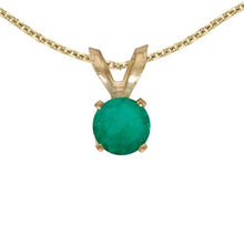 Load image into Gallery viewer, Jewels By Lux 14k Yellow Gold Genuine Birthstone Round Emerald Pendant (1/5 Cttw.)