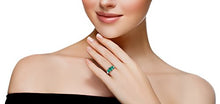 Load image into Gallery viewer, 14K White Gold Created Emerald and Diamond Three Stone Triune Ring 2 Carats Size 6