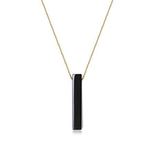 Load image into Gallery viewer, COAI Gold Plated Stainless Steel Obsidian Stone Bar Necklace