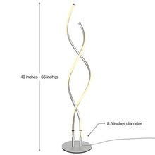 Load image into Gallery viewer, Brightech Embrace - Modern LED Spiral, 2 in 1 Lamp for Living Rooms - Contemporary Bright Lighting, Standing 40" Tall End Table Lamp Adjustable to 66" Floor Lamp - Dimmer Built In - Silver