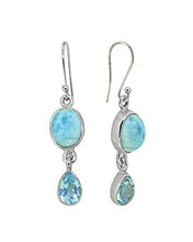 Load image into Gallery viewer, YoTreasure Larimar & Blue Topaz 925 Sterling Silver Teardrop Dangle Earrings Birthstone Jewelry
