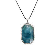 Load image into Gallery viewer, ART KIM Octagon Cube Honeycomb Lattice Zirconia Agate with Rhinetone Edge Pendant Necklaces (Green)
