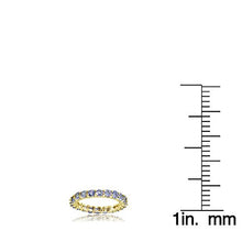 Load image into Gallery viewer, Ice Gems Yellow Gold Flashed Silver Tanzanite 3mm Round-Cut Eternity Band Ring, Size 7