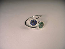 Load image into Gallery viewer, Lovely 14K White Gold Sapphire Tsavorite Diamond Designer Ring Band