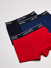 Load image into Gallery viewer, Lacoste mens Casual Classic 3 Pack Cotton Stretch Trunks, Navy Blue/Red/Methylene, Large US