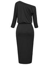 Load image into Gallery viewer, GRACE KARIN Women's Pull-on One Shoulder Bodycon Party Pencil Dress Size L Black