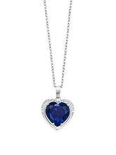 Load image into Gallery viewer, Gem Stone King 925 Sterling Silver Simulated Sapphire Pendant Necklace, 4.20 Cttw Heart Shape with 18 Inch Silver Chain (10MM Center)