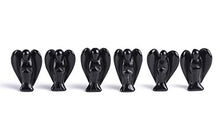 Load image into Gallery viewer, AMOYSTONE Angel Obsidian Gemstone Rock Crystals Pocket Guardian Angel Healing Statues 6PCS 1.5" Black