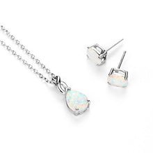 Load image into Gallery viewer, Mints Opal Jewelry Set Sterling Silver Pendant Necklace Stud Earrings October Birthstone Gemstone Fine Jewelry for Women