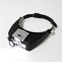 Load image into Gallery viewer, Headband Magnifying Glass with 2 LED Lights Optical Head Wearing Magnifier 1.5X 3X 6.5X 8X Head-Mounted Headset Jewelry Visor Magnifier Glass Loupe for Reading Electronics Watch Repair