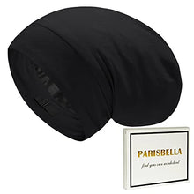 Load image into Gallery viewer, Satin Lined Sleep Cap Bonnet for Curly Hair and Braids, Stay On All Night Hair Wrap with Adjustable Strap for Women and Men, Black, Pack of 1