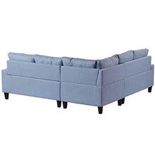 Load image into Gallery viewer, MERITLINE Sectioanl Sofa with Ottoman, Fabric L-Shaped Sectioanl Sofa Living Room Couch Set of 4, Blue
