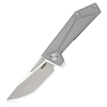 Load image into Gallery viewer, KUBEY KB256 Folding Pocket Knife – Frame Lock Tactical Knife with 3.54in AUS-10 Sand Blast & Brush Blade – Solid Outdoor Knife with Titanium Handle for Hiking Hunting and EDC Carry (Grey)