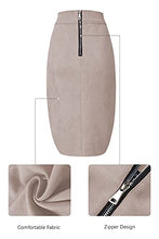 Load image into Gallery viewer, Bellivera Womens Faux Suede Leather Pencil Skirt, Fall Casual Midi Skirts for Women, Summer Hip Wrapped Back Split FF21 Beige XL