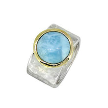 Load image into Gallery viewer, YoTreasure Larimar Ring Solid 925 Sterling Silver Brass Jewelry