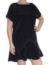 Load image into Gallery viewer, Bar III Womens Studded Mini Flounce Dress Black M