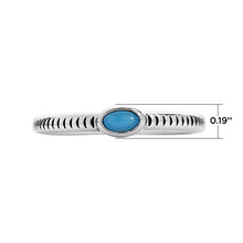 Load image into Gallery viewer, American West Sterling Silver Blue Turquoise Gemstone Oval Stacking Ring with Notched Band - Size 09