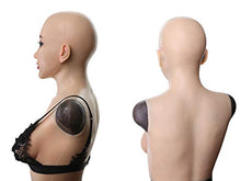 Load image into Gallery viewer, Christine Cosplay Realistic Female Head Mask Artificial Silicone Breast for Crossdresser Transgender Halloween 3G Ivory White