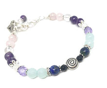 Load image into Gallery viewer, Swirl Fertility and Pregnancy Bracelet Featuring Natural Gemstones Rose Quartz, Amethyst, Chrysocolla, Black Onyx, Moonstone, Amazonite