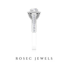 Load image into Gallery viewer, Round Cut 1.00 CT Solitaire Diamond Halo Engagement Ring, Antique Certified Side Stone Bridal Wedding Vintage Engraved Rings, Gold Women Promise Rings, 10K White Gold, Size:US 3.0