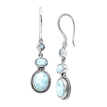 Load image into Gallery viewer, Silpada 'Blue Blazes' Natural Larimar & Blue Topaz Drop Earrings in Sterling Silver