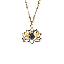 Load image into Gallery viewer, HOLZKERN Balance Necklace 24k Gold Necklace for Women Real Lapis Lazuli Crystal Necklace Jewelry Dainty Gold-Plated Necklace Stainless Steel Adjustable Length Pendant Cute Necklaces for Women Choker