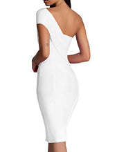 Load image into Gallery viewer, whoinshop Women's One Shoulder Summer Evening Cocktail Club Party Bandage Dress White S