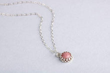 Load image into Gallery viewer, Light Pink Rhodonite Gemstone Necklace in Sterling Silver